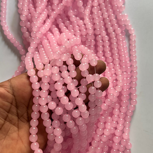 5 LINE pink 8 mm glass beads