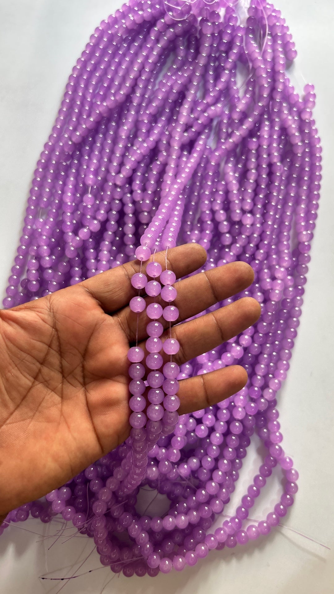 5 Line purple 8Mm glass beads