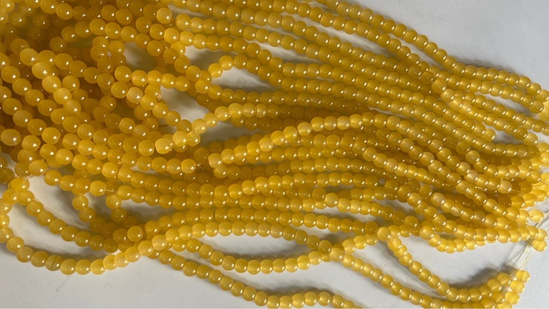 5 Lines yellow glass beads 8 Mm