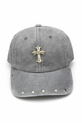 Gray cap with a gold cross emblem on a white background