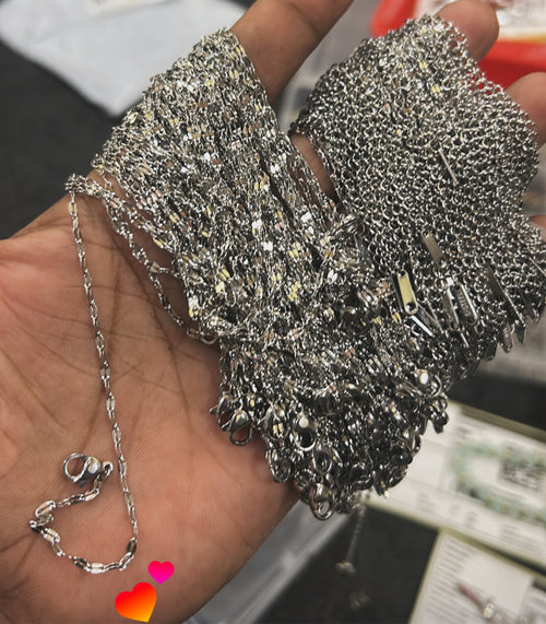 10 chain Silver stainless steel chain 19 inch long